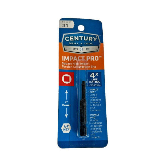 CENTURY Other - Century Drill & Tool #1 Impact Pro Square Torsion Screwdriver Bit 66251